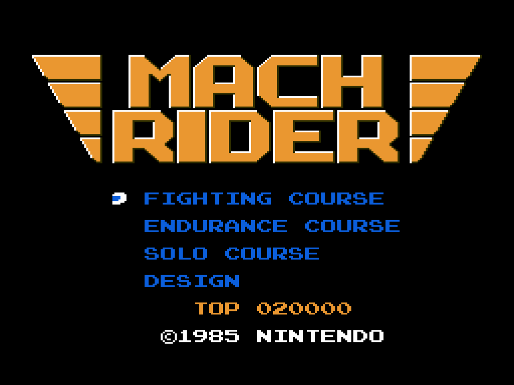 Mach Rider title screen